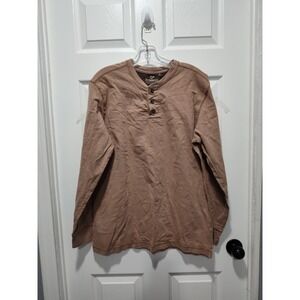 Outdoor Life Wilderness Sueded Henley Men's Shirt Size Medium Brown LS Pullover